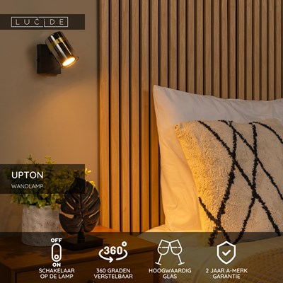 Lucide UPTON - Wandlamp - 1xGU10 - Fumé
